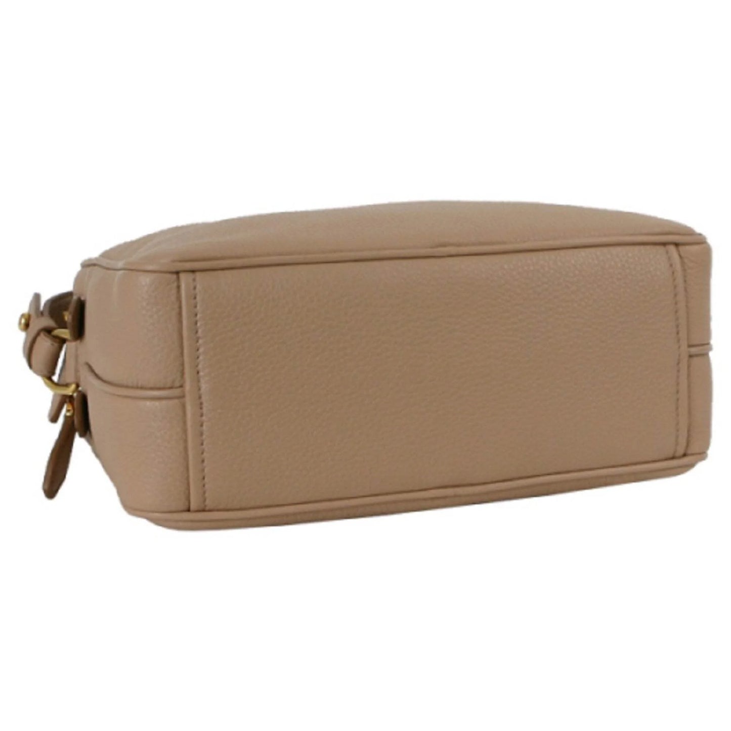 New Beige Vitello Phenix Leather Double Zip Crossbody Bag 1BH079
