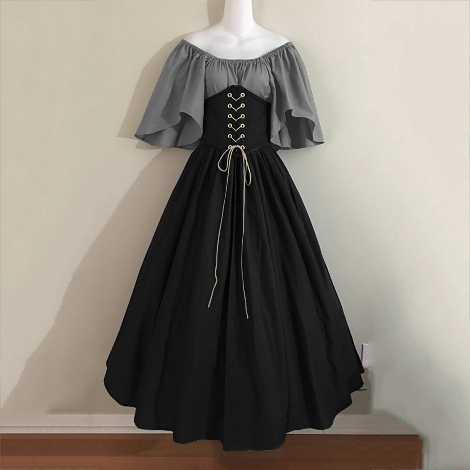 UPPADA Womens Renaissance Faire Dresses Medieval Irish Traditional plus Size Dresses Ruffle over Dress Corset Retro Cosplay Gown