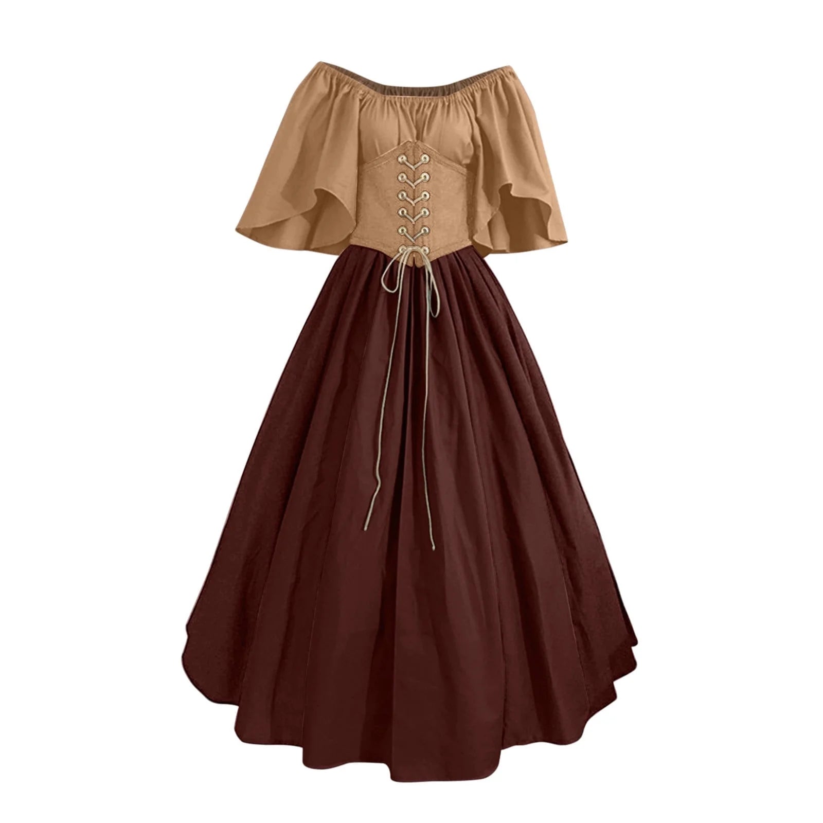 Renaissance Dress Women,Womens Renaissance Costumes Medieval Irish Traditional plus Size Dresses Ruffle over Dress Corset Retro Cosplay Gown