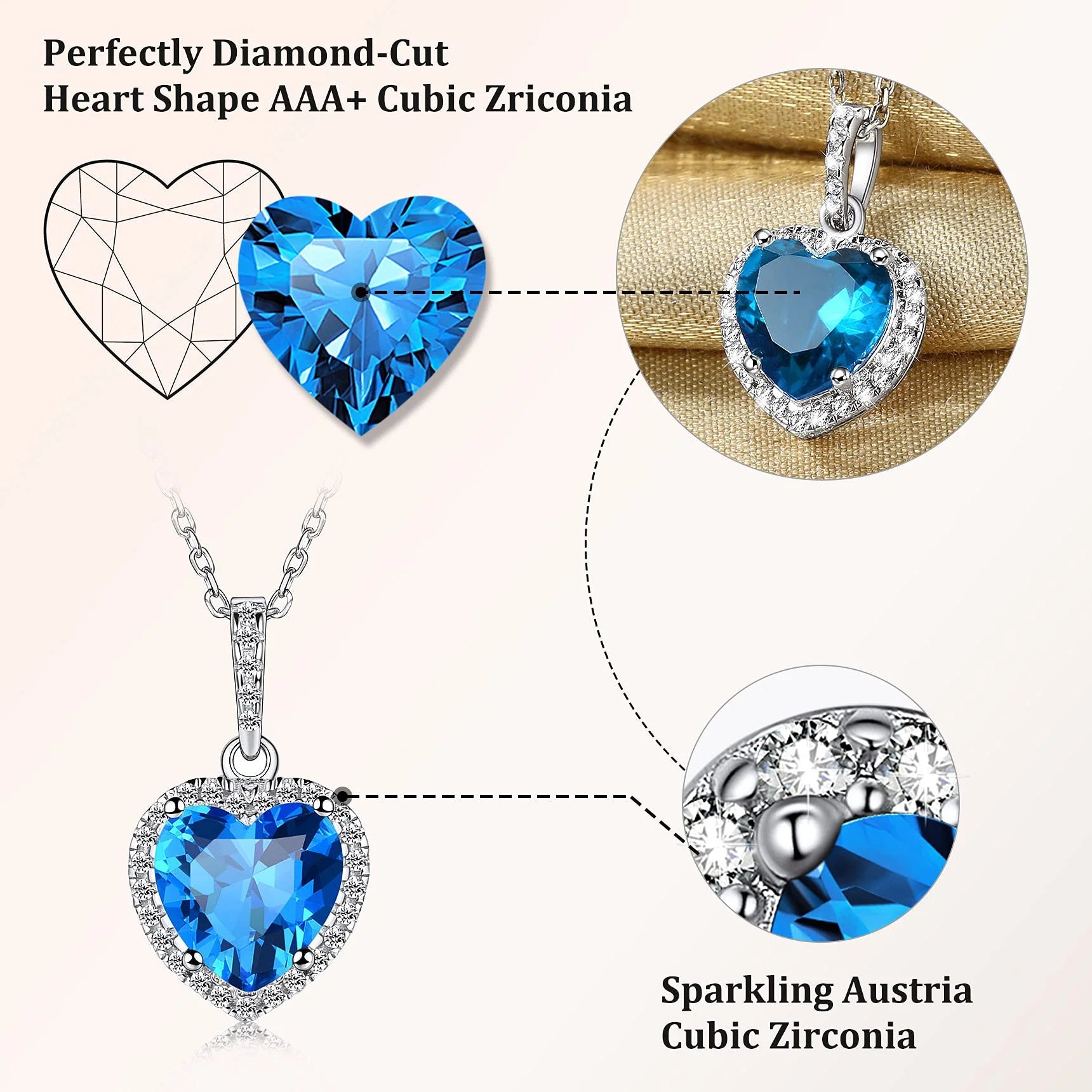 December Synthetic Turquoise Birthstone Necklaces Women Pure 925 Sterling Silver Love Heart Pendant Wedding Graduation Gifts for Wife Mom Daughter