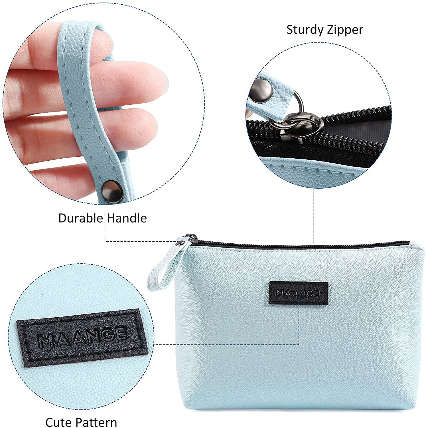 Cosmetic Bags for Women Small Makeup Bag for Purse Pu Leather Makeup Pouch Travel Makeup Bag with Zipper Make up Bag for Travelling