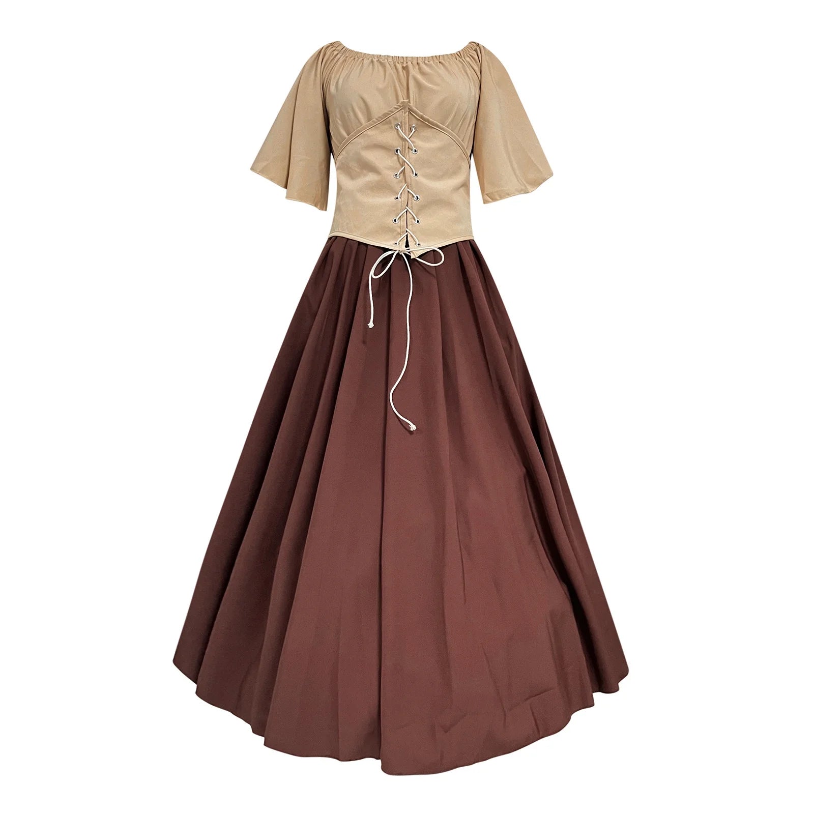 Renaissance Dress Women,Womens Renaissance Costumes Medieval Irish Traditional plus Size Dresses Ruffle over Dress Corset Retro Cosplay Gown