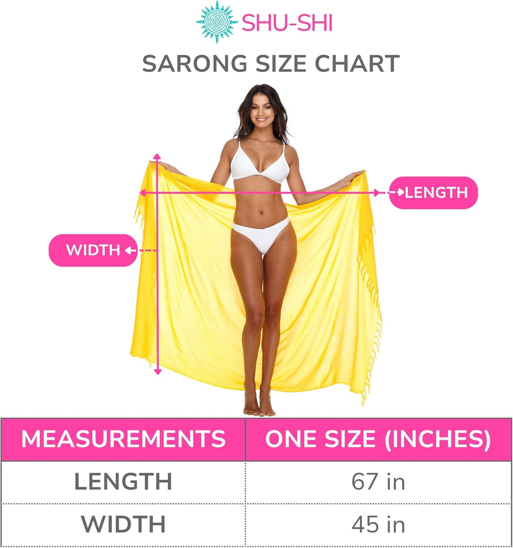 Women'S Sarong Swimsuit Coverup Long Pareo Beach Wrap with Coconut Clip