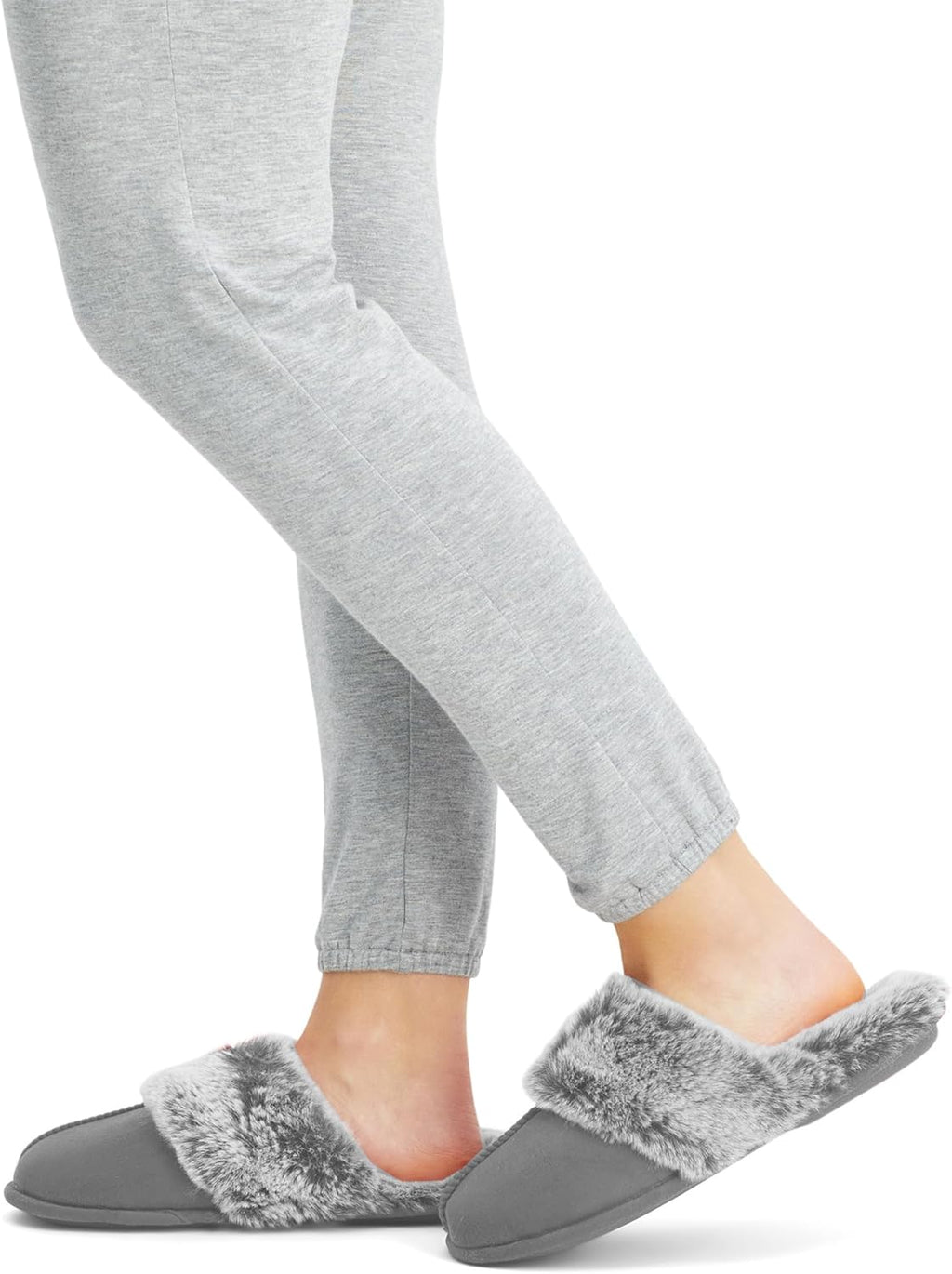 Womens Comfy Faux Fur House Slipper Scuff Memory Foam Slip on Anti-Skid Soleslipper