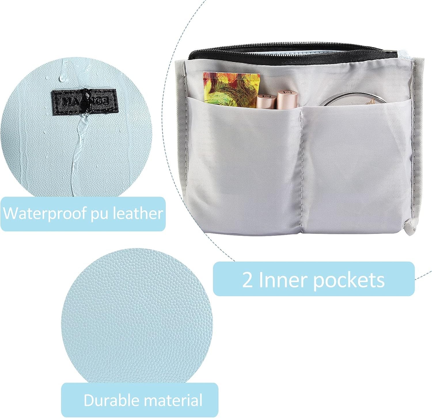 Cosmetic Bags for Women Small Makeup Bag for Purse Pu Leather Makeup Pouch Travel Makeup Bag with Zipper Make up Bag for Travelling