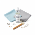 All-purpose jewelry cleaning kit with cleaner solution and polishing cloths